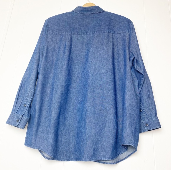 Karen Scott II Holiday Embellished Denim Button Up Shirt Women’s Size 1X - Picture 4 of 9